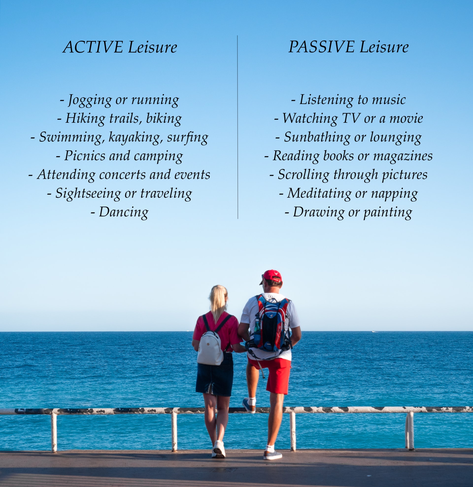 List of active and passive leisure activities